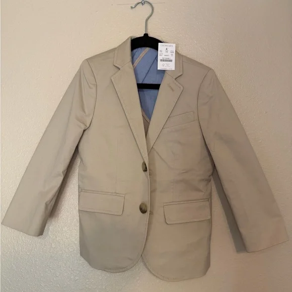 NEW J Crew Crewcuts Thompson Cotton Blend Khaki Blazer Jacket Boys Size 4-5 - Picture 4 of 4